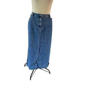 Vtg Y2K 2000s Denim Maxi Skirt Plus Size 16 Carpenter Jeans